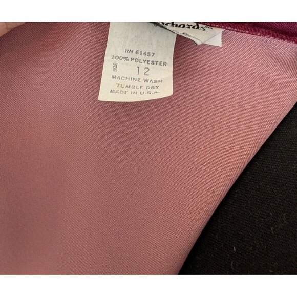 Vintage Anthony Richards Open Front Pink Blazer with Burgundy Trim Size 12 - Picture 11 of 11